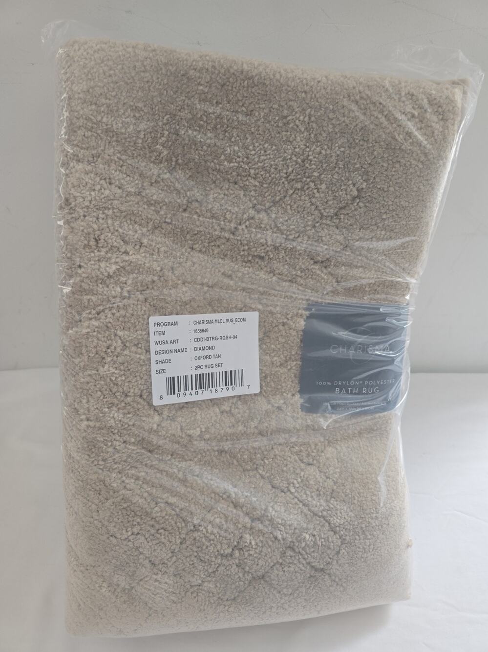 Charisma Drylon Diamond Bath Rugs, 2-pack 24” W x 36” L -Ivory